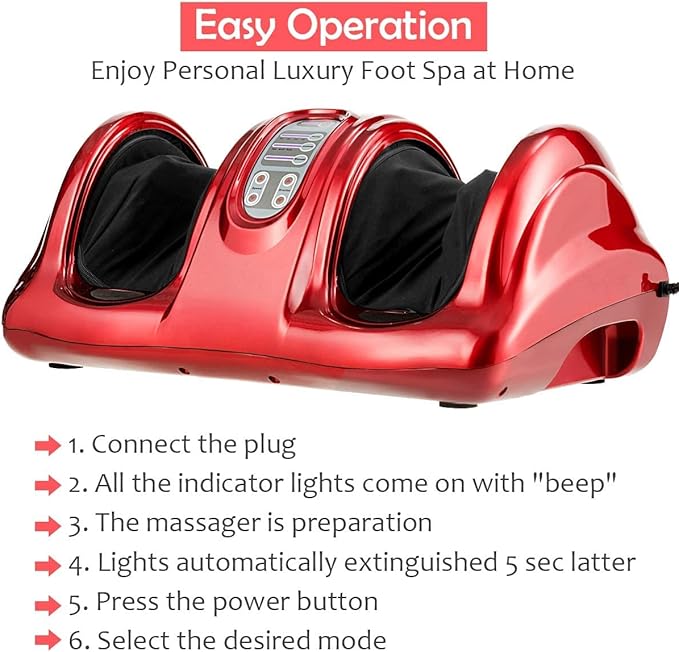 KOTEK Foot Massager Machine Shiatsu Foot &amp Calf Massager w/ 3 Massage Modes Remote Control Electric Deep Kneading Rolling Scraping Massage for Leg/Arm/Ankle Increase Blood Circulation (Burgund