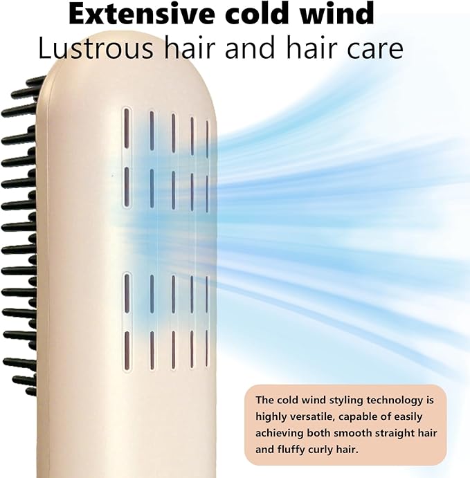 Go Brush Pro 2026 Hair Straightener 3-Temperature Fast Heating Ceramic Ionic Hair Brush Portable Frizz Control Styling Tool for Women Beige
