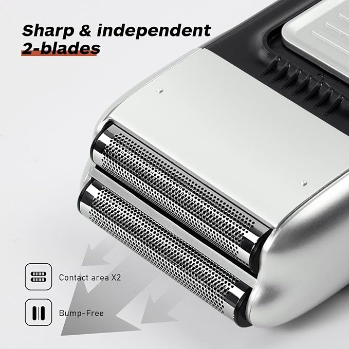 SUPRENT Foil Shaver for Men- Electric Rechargeable Balding Head Shaver- Beard Trimmer with 2 Replacement Shaver Head- Rechargeable Electric Razor Barber Supplies- Best Gifts for Men