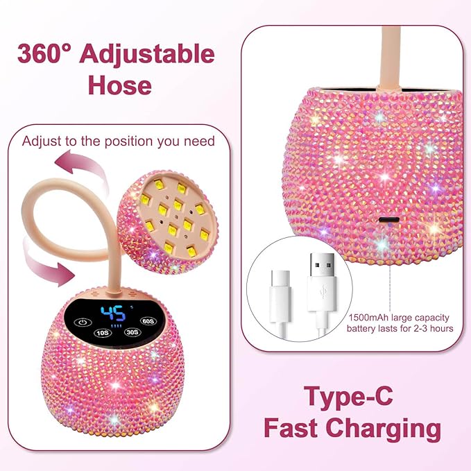Mobile Transducer Unguis Dryer Rechargeable Battery Run Rapid Curing Light for Gel Rub and Polyacrylate Hoofs Plan Professional Rechargeable Unguis Lamp