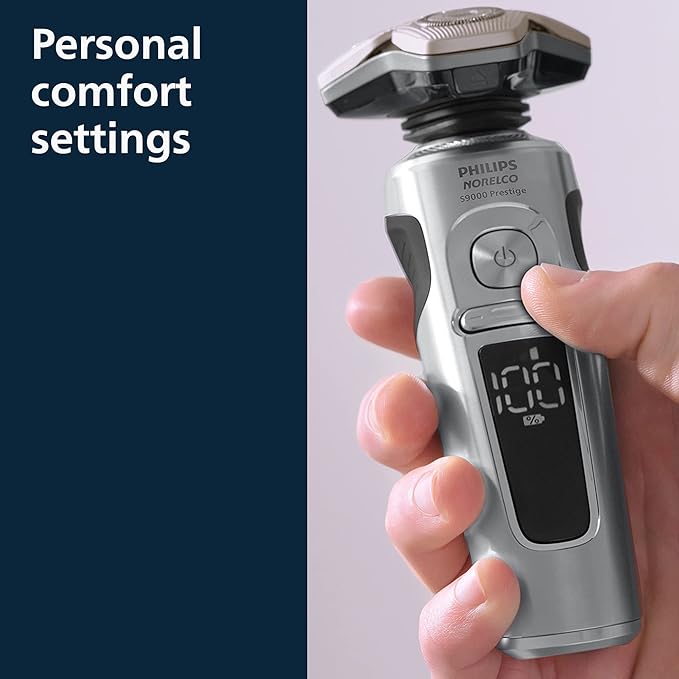 Philips Norelco S9000 Prestige Electric Shaver with Qi-Charger Precision Trimmer and Premium Case SP9872/86