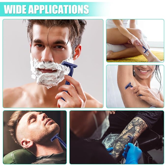 Disposable Razors Bulk for Men 200 Pack Homeless Supplies Bulk Twin Blade Mens Travel Supply Razor for Shaving Safety Beard Shavers for Camping Bathing Hotel (Blue)