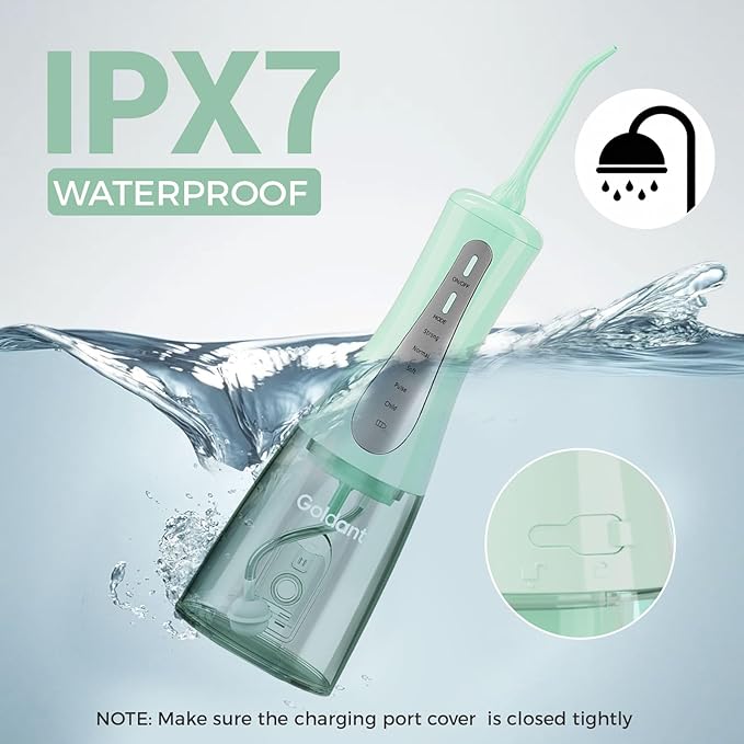 2026 New 350ML Water Flosser with Drainage &amp Storage Stand Keeps Dry &amp Clean 5 Modes 360°Nozzle Cordless Rechargeable IPX7 Waterproof Portable for Home &amp Travel (Green)