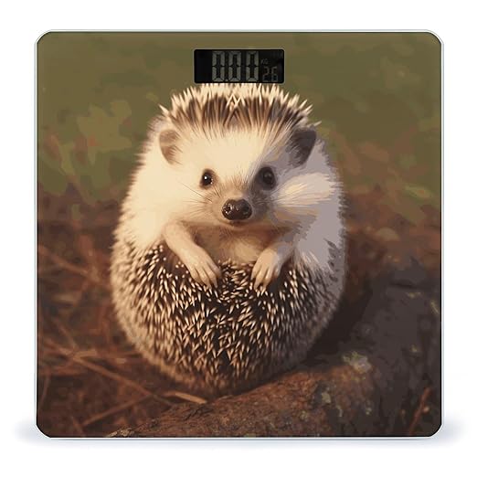Digital Bathroom Scale for Body Weight Scale with Bright LCD Display High Accuracy Step-On Technology Auto On/Off Baby Hedgehog Digital Scales 400 Lbs /180kg