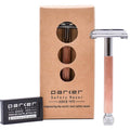 Parker 29L Rose Gold Long Handle Butterfly Open Double Edge Safety Razor for Men &amp Women 5 Parker Premium Platinum Double Edge Razor Blades Included