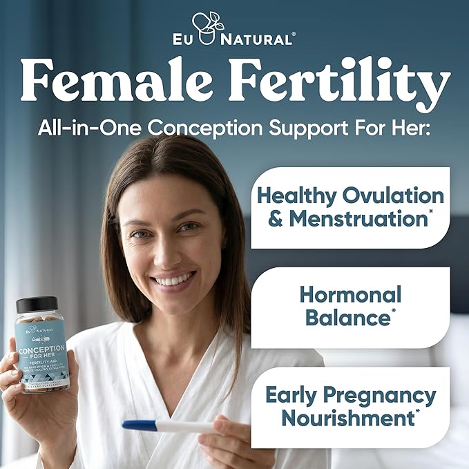 Eu Natural Conception for Her Fertility Supplements for Women - Ovulation Hormonal Balance &amp Regular Cycle Support - Myo-Inositol Folate Shatavari &amp Vitex - 120 Vegetarian Capsules