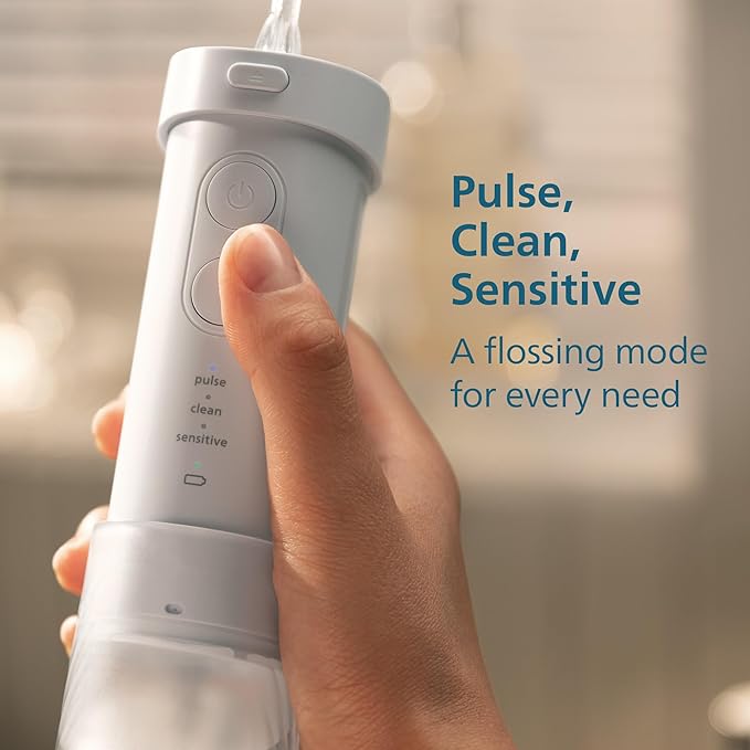Philips Sonicare Compact Flosser 1000 Portable Water Flosser with 3 Flossing Modes IPX7 Waterproof Oral Irrigator Travel Friendly Blue Model HX3333/24