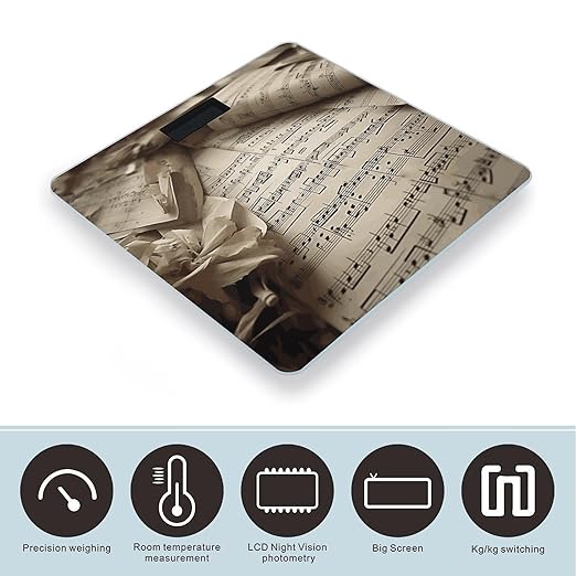 Sheet Music Bathroom Scale Ultra-Bright Liquid Crystal Screen Weight Scale Accurate Bathroom Body Scales for Body Weight Bathroom Pet Home Bedroom Gift-Giving