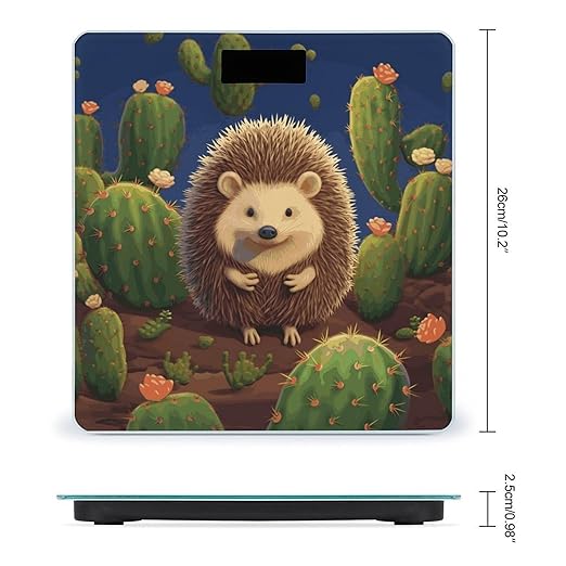 Hedgehog Cactus Weight Scale Digital Electronic Scales Bathroom Scale Larg LCD Backlight Display High Precision MeasurementsTempered Glass