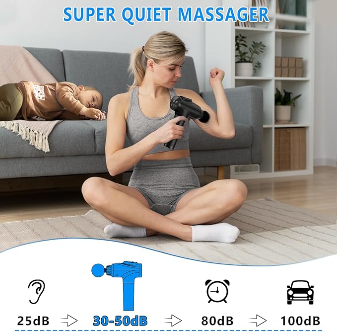 Massage Gun Muscle Massage Gun for Athletes Handheld Electric Deep Tissue Back Massager Percussion Massage Device for Pain Relief with 30 Speed Levels 9 Heads Black