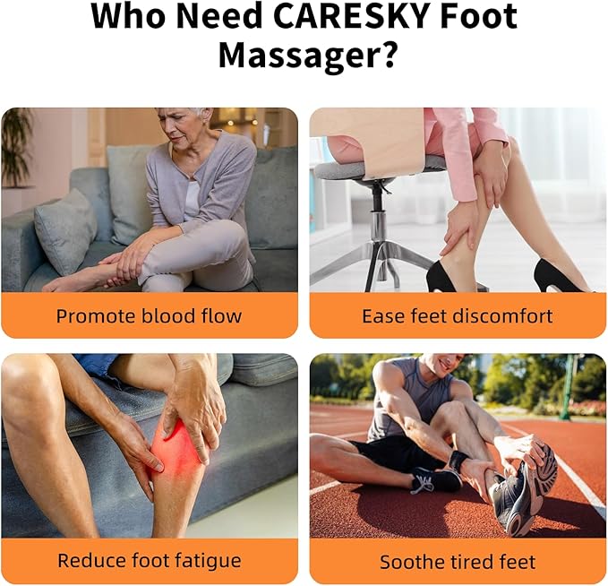 CARESKY® Foot Massager with Heat Shiatsu Foot Massager for Plantar Fasciitis Neuropathy Circulation and Pain Relief Remote Deep Kneading for Foot Calf