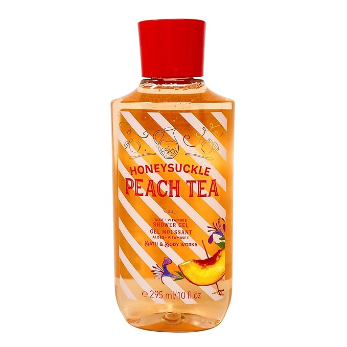 Bath &amp Body Works Honeysuckle Peach Tea Aloe + Vitamin E Shower Gel Duo Set - Full Size
