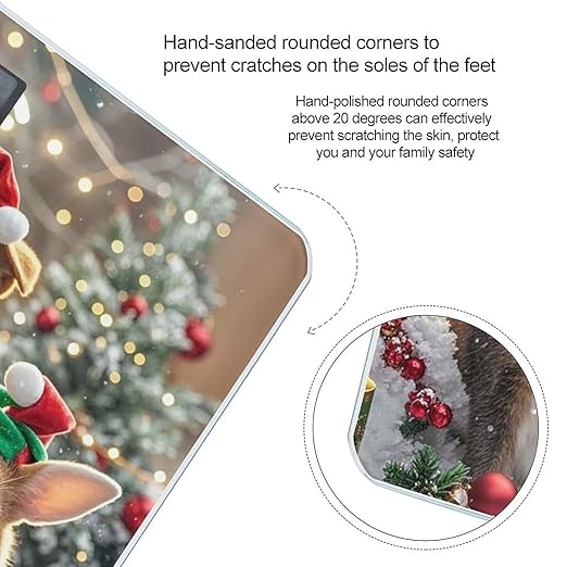 Christmas Animal Bathroom Scale for Body Weight Bathroom Weighing Scales with Back Lit LED Display Sturdy Tempered Glass Body Weight Bathroom Scale 400lb Weighing