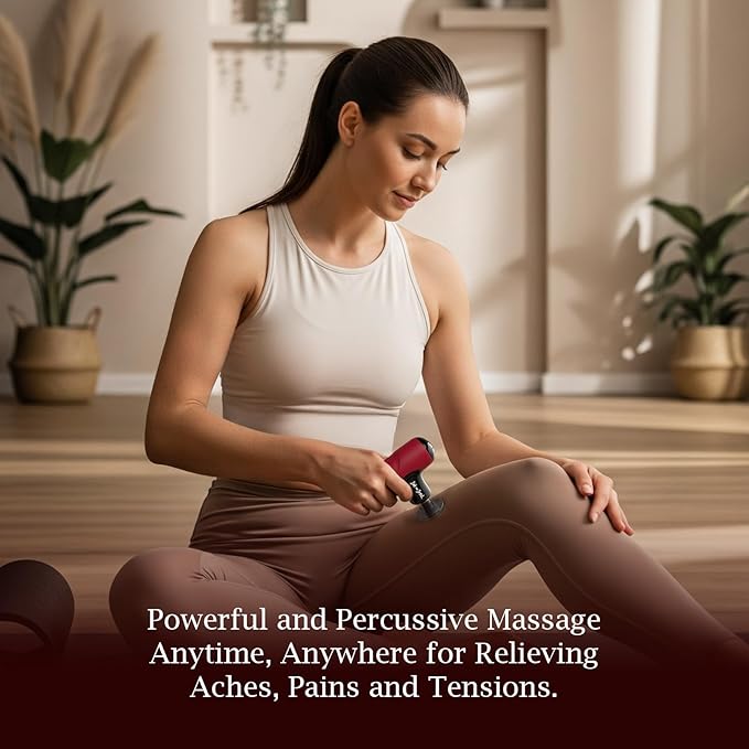 BOB AND BRAD Q2 Mini Massage Gun for Women - Portable Muscle Pain Relief Powerful Deep Tissue Percussion Massager Ultra Quiet Handheld Massager Designed for Travel - Red