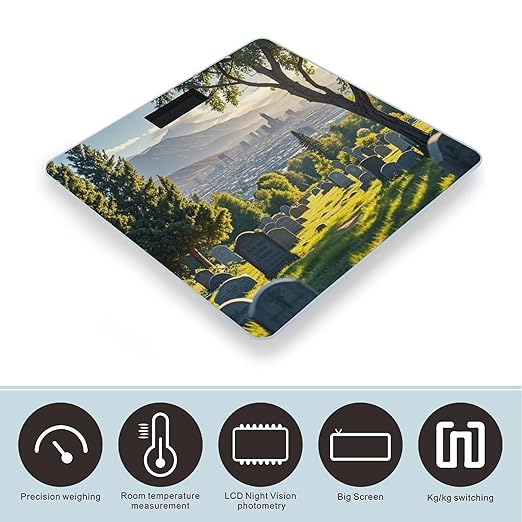 Cemetery Outside The City Scale for Body Weight Highly Accurate Digital Bathroom Body Scale Digital Bathroom Scales for People Anti-Slip Large LCD Display Smart Scales