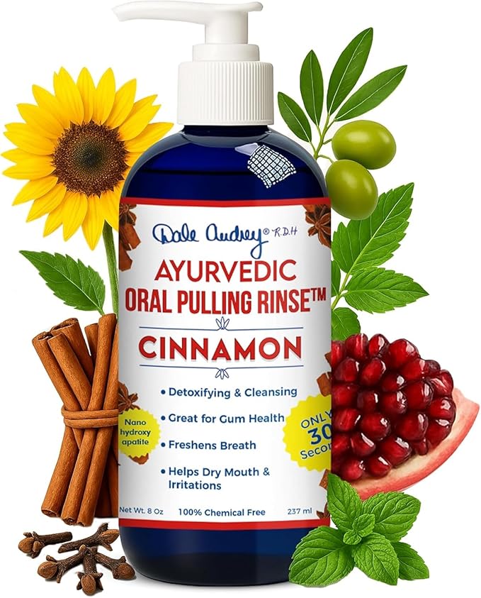 Dale Audrey Nano Hydroxyapatite Mouthwash Oil Pulling for Teeth and Gums | Cinnamon Flavored Organic Mouthwash for Bad Breath | Essential Oils for Teeth Whitening &amp Fresh Breath Natural Mouthwash