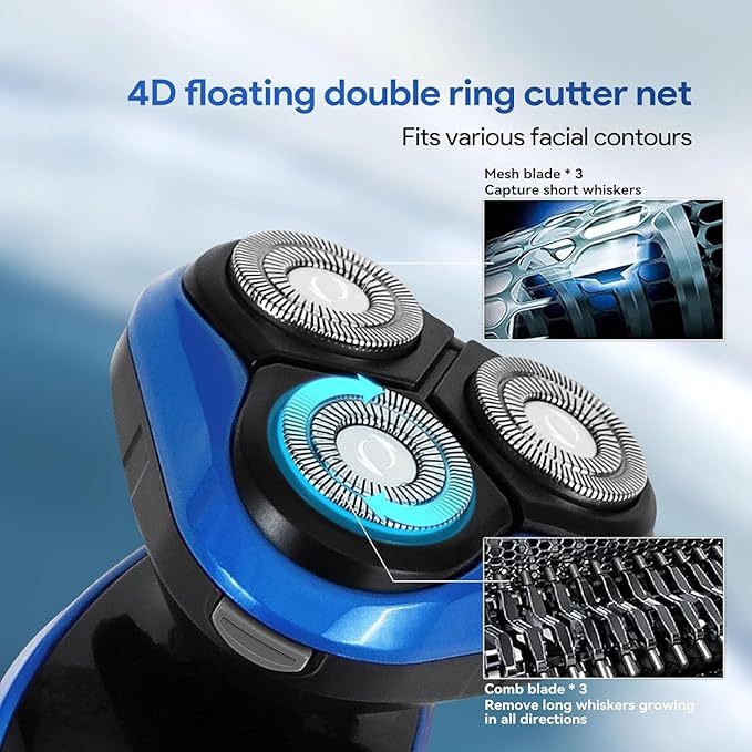 4-in-1 Electric Shaver for Men All-in-One Men's Grooming Kit Rechargeable Waterproof Men Electric Shaver Wet &amp Dry Shaving with Cordless Beard Nose Hair Trimmer