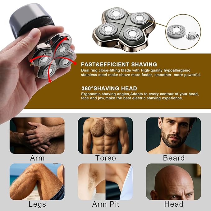 Shaver PRO 4 Head Replacement Blades - Compatible with Skull Shaver Pitbull Butterfly Kiss Pro &amp Palm Shaver - Electric Shaver &amp Head Shaver Blade for Bald Head Shavers for Men/Women(3 Packs)