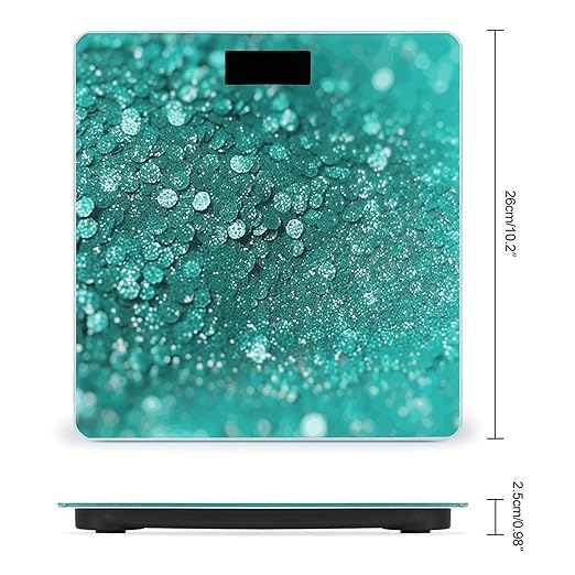 Turquoise Glitter Scale for Body Weight Precision Bathroom Weighing Scales with Back Lit LCD Display Sturdy Tempered Glass Body Weight Scales Digital Bathroom Scale 400lb