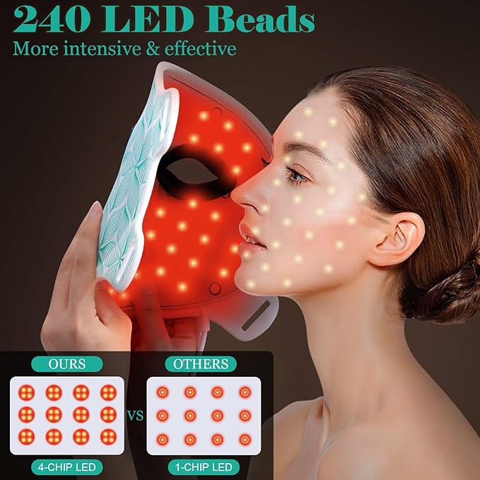 Red Light Therapy for Face 8 Colors LED Face Mask Light Therapy with 850NM Near-infrared 3000 mAh Rechargeable Red Light Therapy Mask Skin Care Device at Home and Travel for Anti-Aging