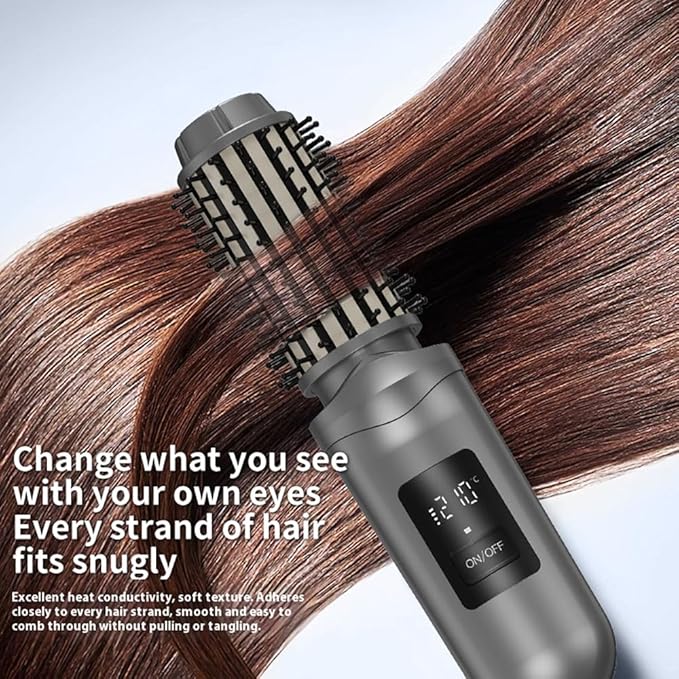 Cordless Curling Iron BrushUSB Rechargeable Portable Travel Mini Hair Curler3 Temperatures | Fast Heating2600mAh Wand with Negative Ion for CurlTouch-UpDe-Frizz &amp Styling (White)
