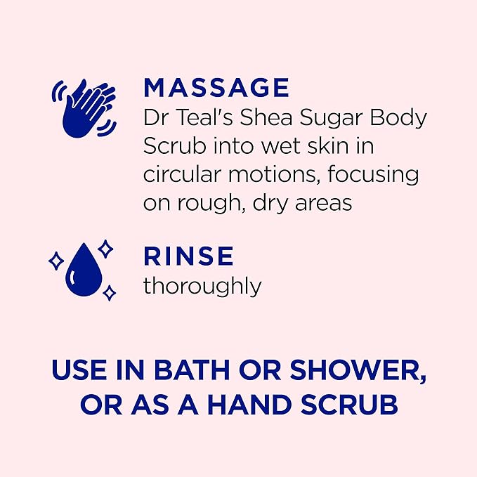 Dr Teal's Body Wash (Pack of 4) &amp Shea Sugar Body Scrub (Pack of 3) with Eucalyptus Spearmint &amp Rose
