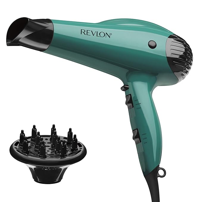 Revlon Volume Booster Hair Dryer | 1875W for Voluminous Lift and Body (Green) &amp Turbo Hair Dryer | 1875 Watts of Maximum Shine Fast Dry (Silver)