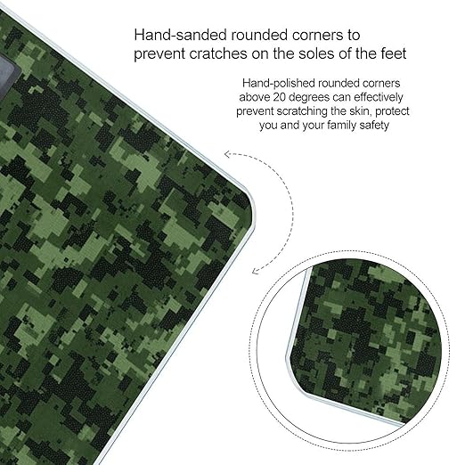 Green Army Digital Camouflage Bathroom Scale for Body Weight LCD Display Digital Bathroom Scale Tempered Glass Bathroom Weight Scales Fashion Smart Scales for Home Bedroom 400 Lb