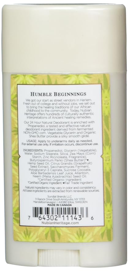 Nubian Heritage/Sundial Creations Indian Hemp and Haitian Deodorant Vetiver with Neem Oil 2.25 Ounce (Pack of 2)