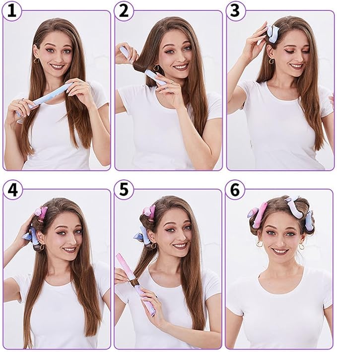 Heatless Hair Curler - Bendable Rubber Curling Iron for Effortless Curls | No Heat Silk-like Tie-dye Curling Tool(6pcs)