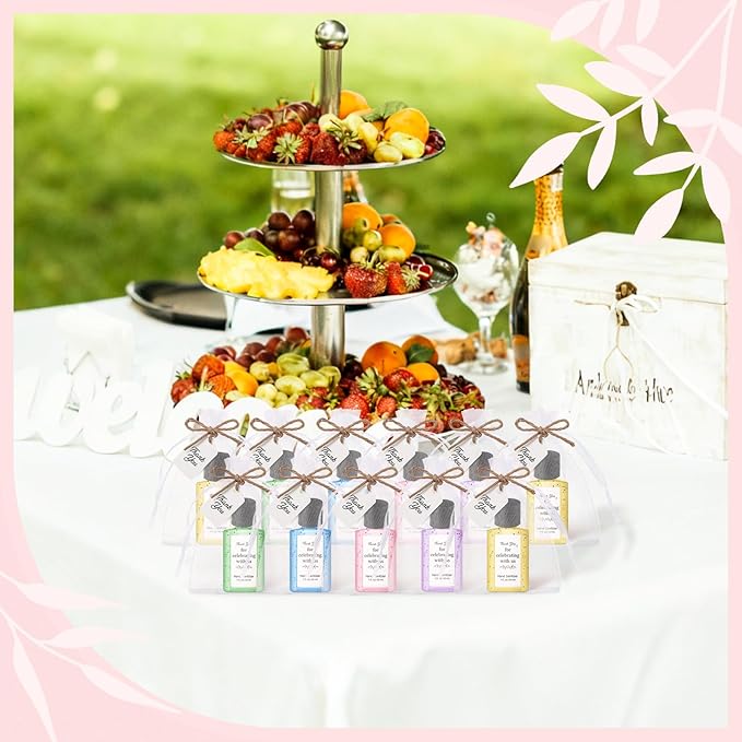 Frienda 24 Sets Wedding Hand Sanitizer Gift Set Travel Size Hand Sanitizers Gel Gift Bulk Mini Sanitizer for Wedding Baby Shower Home Appreciation Gifts for Guest Christmas Party Favor Bag Suffer