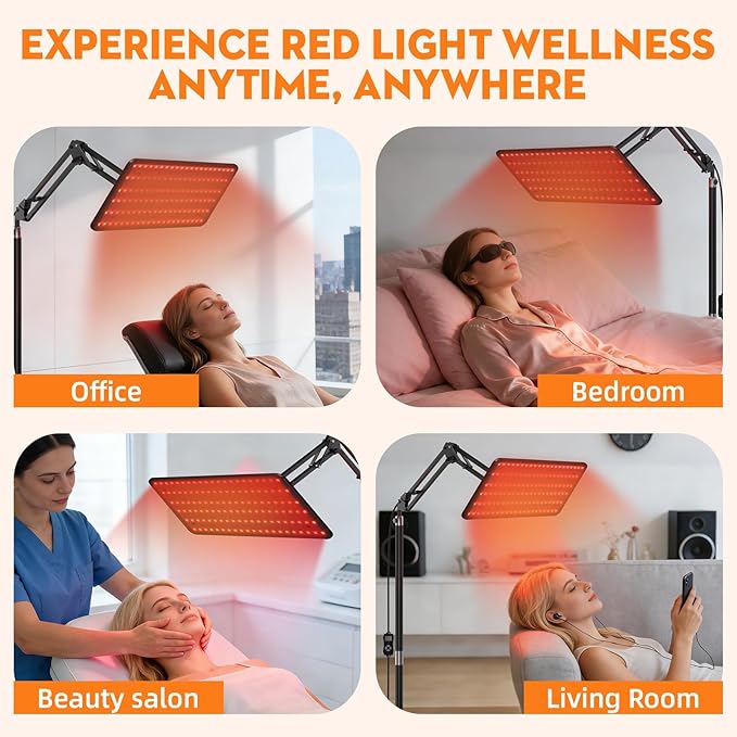 Red Light Therapy for Face and Body 3-Wavelength (660nm Red 850nm 940nm Infrared) LED Infrared Light Therapy Lamp with Adjustable Stand Protective Glasses for Home Use Gift for Women Girls