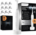 Electric Flosser Kit with Tongue Scraper | No Water No Mess | Easy Gliding Dental Floss for Gentle Gum Care | Cordless Sonic Power | 50 Replaceable Heads [Glacier White]