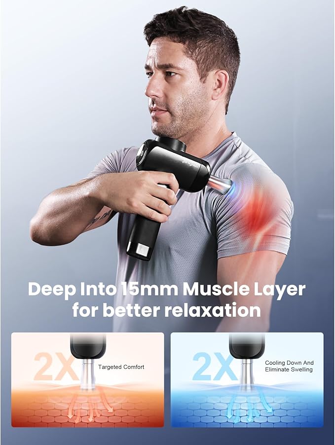 BOB AND BRAD X6 Ultra Massage Gun with Heat and Infrared Light Metal Head Professional Percussion Deep Tissue Muscle Massager Gun for Athletes with 6 Replacements