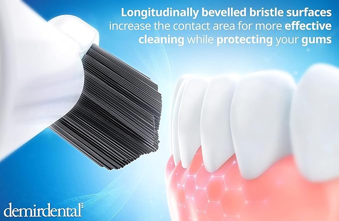 demirdental Active Charcoal Medium Replacement Brush Heads Compatible with Philips Sonicare – White Toothbrush Heads for Natural &amp Precision Cleaning – Replaces HX9058m – 8 Pack