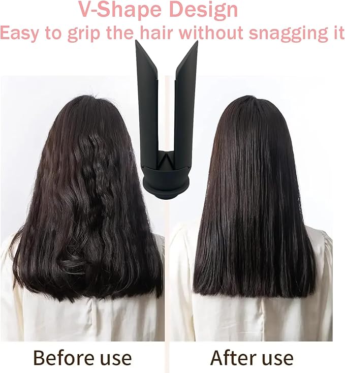 Upgraded Hair Straightener Attachment for Dyson HD01 HD03 HD08 HD15 HD16 Smooth Hair Style with Less Damage and Breakage Hair Styling Straighten Nozzle (Pink)
