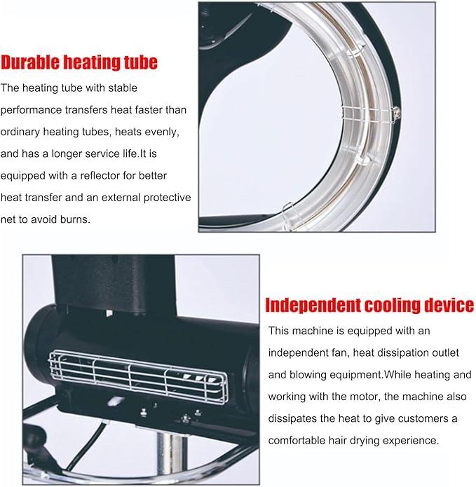 3 in 1 Professional Salon Hair Dryer Wall Mount 950W/1200W Adjustable Timer &amp Temperature Orbiting HD LCD Display Floor-Standing Hair Spa Color Processor Heater
