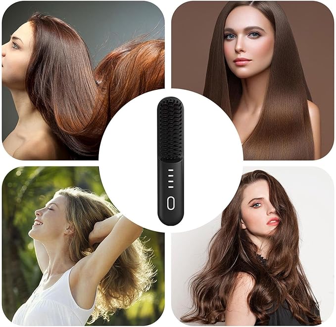 Straightener Brush | Fast Heating Anti-Scald Comb - Hair Straightener Comb Hot Styler - for Long Short Curling Straightening Women Girls Home Travel Outdoor