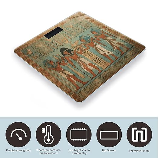 Women in Ancient Egypt Weight Scale Large Bathroom Scales Digital Weight with Bright LED Display Non Slip Automatic Weighing Scale Fashion Weighing Machine for Body