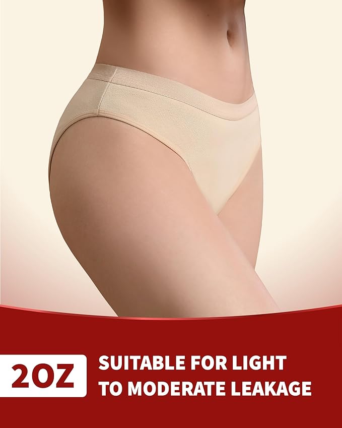Washable Incontinence Underwear for Women 2 oz Ladies Leak Proof Briefs for Postpartum Bladder Control 2 Pack (Beige-Light Blue XL)