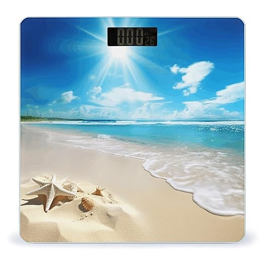 Bright Sunshine Summer Beach Weight Scale for Body Weight Digital Bathroom Scale High Capacity Accurate Digital Weighing Scales and Easy-to-Read on Backlit LCD Display Scales