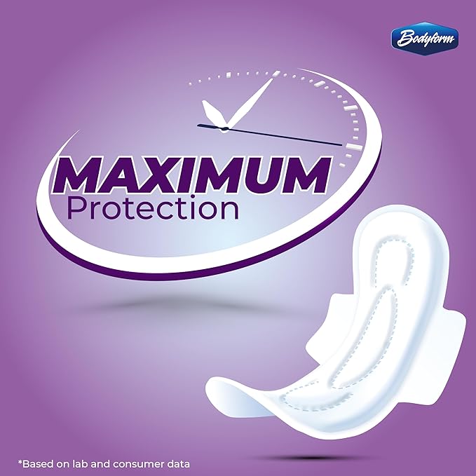 Bodyform Maxi - Value Sanitary Napkins Cushion Soft Always Comfortable and Ultra-Absorbent (Night 192 Count (24 Packs of 8 Counts))