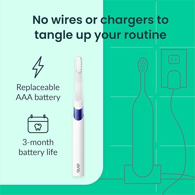Quip Metal Sonic Electric Toothbrush for Adults - Time Travel &amp Soft Bristles with Travel Case &amp Replacement Brush Head - 3 Month Battery Life Indigo