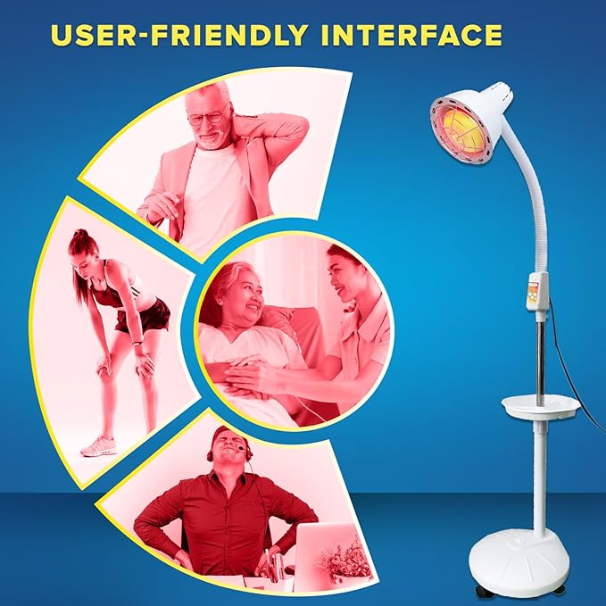 Infarex Stand-up Infrared Lamp | 275W Red Light Therapy Heat Bulb 3000h 110V | Rotating Adjustable Portable | Pain Relief Muscle Aches | Home Spa Dermatology Clinic Beauty Salon