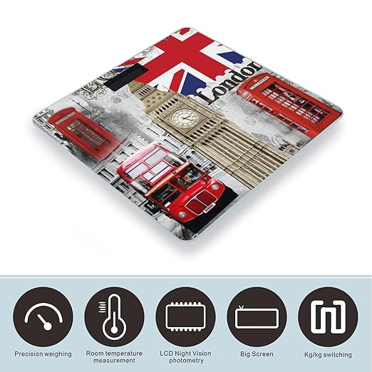 London Big Ben Scale for Body Weight Digital Bathroom Scale Precision Smart Weighing Scales with Clear LED Display Accurate High Precision Scales Weighing Machine