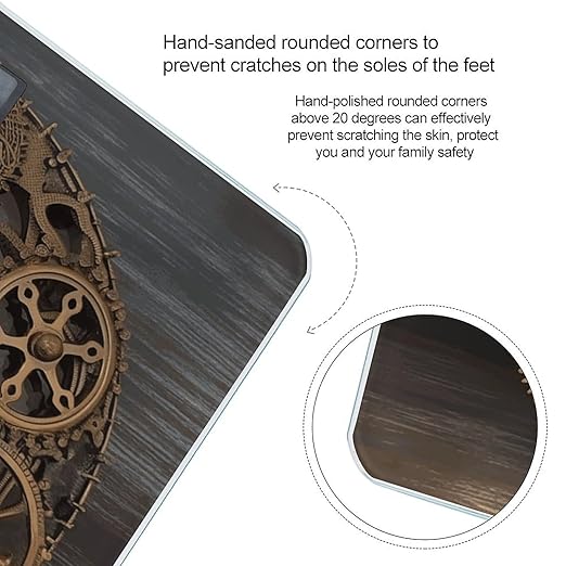 Steampunk Gears Clock Weight Scale Large Bathroom Scales Digital Weight with Bright LED Display Non Slip Automatic Weighing Scale Fashion Weighing Machine for Body