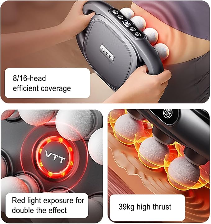 Portable Sport Massager16-Drive 8-Head Massage Gun SetMassage Gun Deep TissueQuiet Muscle Massage Gun for Deep Tissue Back Shoulders Legs Pain Relief (8/16-Head)(8 Heads)