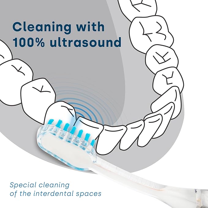 Emmi-dent Metallic/Professional 2-Pin Bristle-Head Attachments - Electric Toothbrush Replacement Heads. Cleans with Ultrasound Waves (Regular 4 Pack)