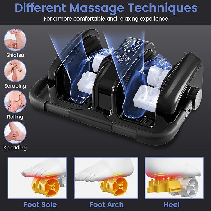 Giantex Foot Massager with Heat and Remote Control Calf Massager with 3 Massage Settings Timer Washable Cover Adjustable Stand Foot Massage Machine for Calf Arms Relax Gift for Women Men (Black)