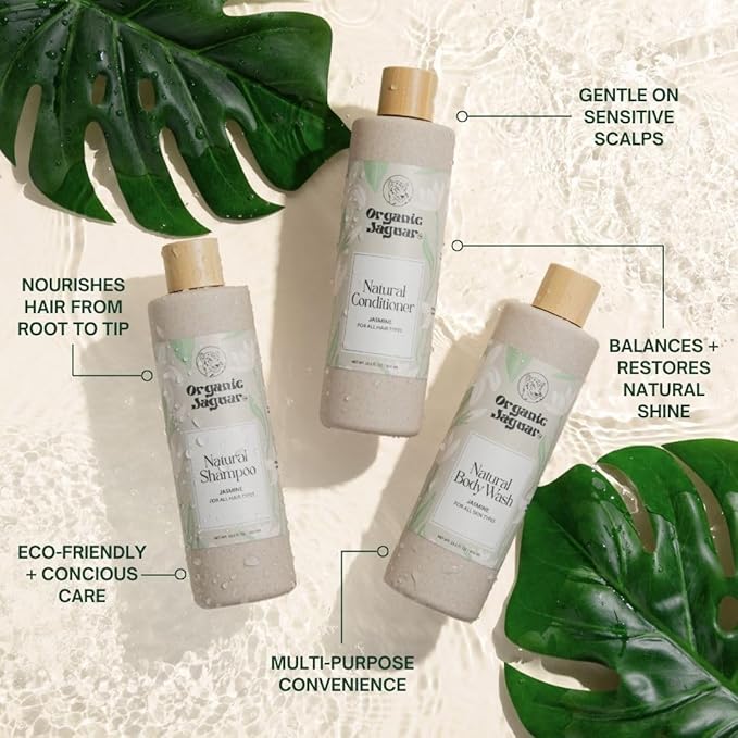 Organic Jaguar Natural Jasmine Body Wash with Aloe Vera Gel Bath and Shower Soap Cleanser for Body Care Leaves Skin Soft &amp Hydrated Unscented Sulfate and Paraben Free 13.5 fl oz